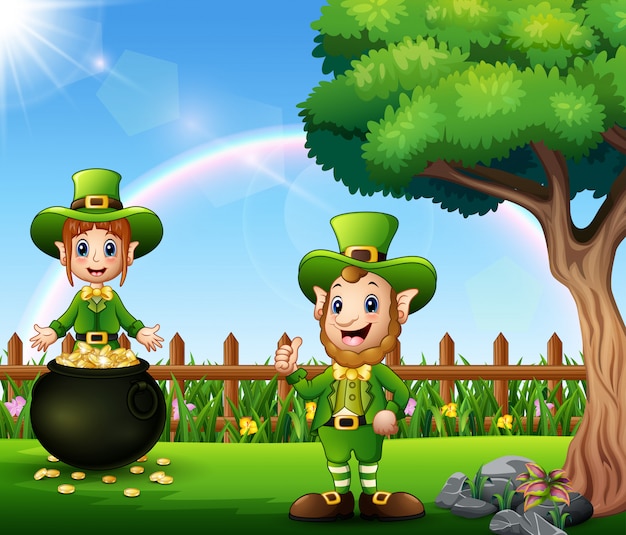 St patrick jubelt met een pot goud