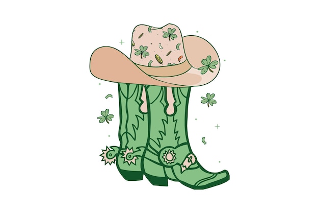 Vector st. patrick's cowboy sublimation cowboy hat cowboy boots vector