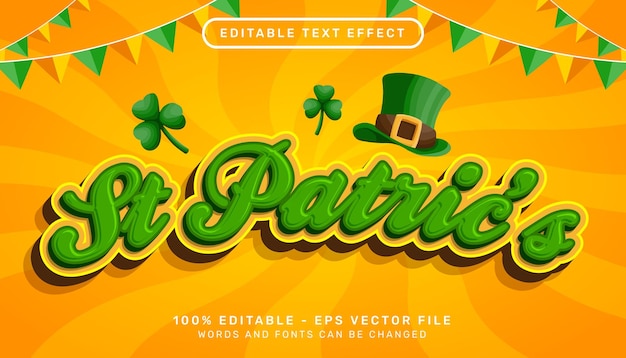 st patrick's day 3d-teksteffect en bewerkbaar teksteffect met st patrick's day-element