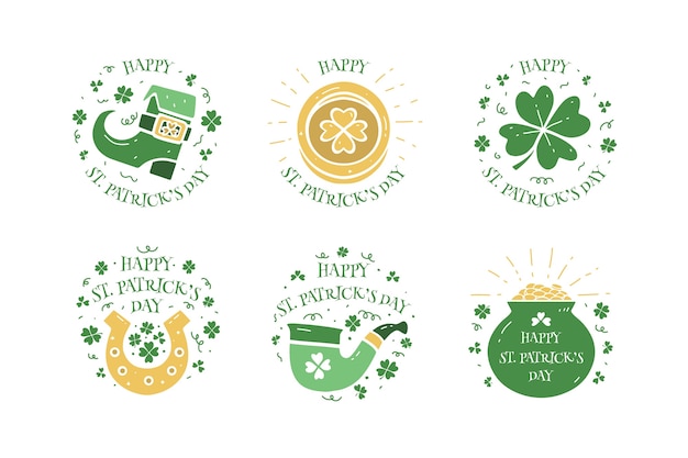 St. patrick's day badge hand drawn design