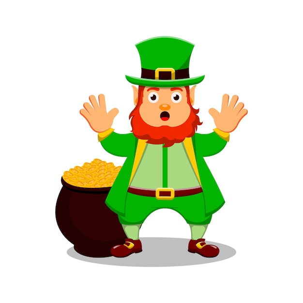 St. Patrick's Day Cartoon Character Leprechaun met ketel en munten