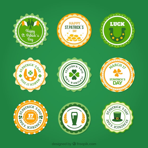 St. patrick's day cute rounded badges