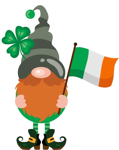 St Patrick s day gnome holding a flag of ireland