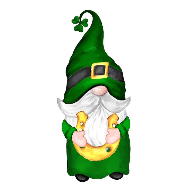 Vector st. patrick's day gnome with horseshoe