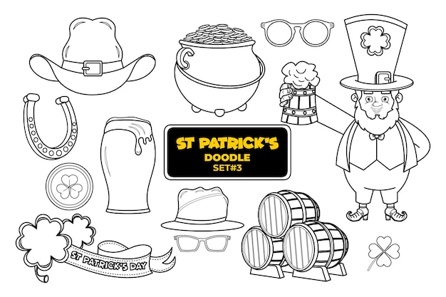 Vector st patrick's day hand drawn doodle illustration set