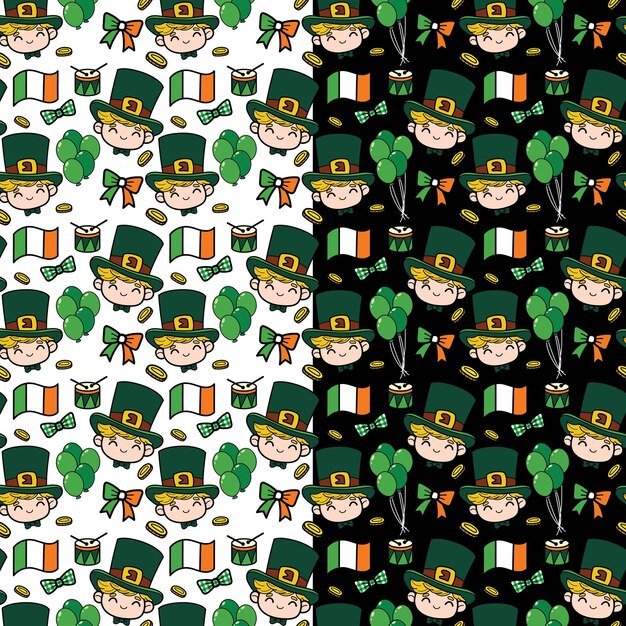st patrick s day handdrawn cartoon seamless pattern illustration background