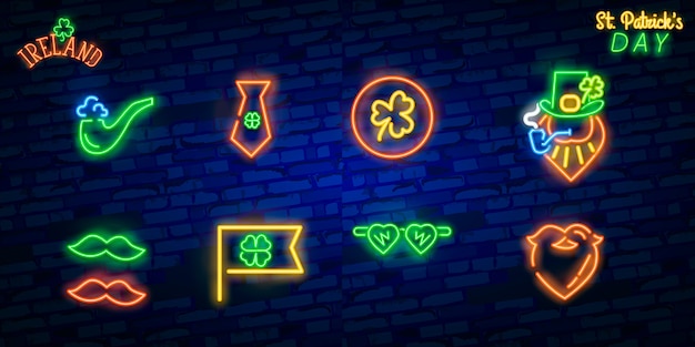 St. patrick's day icon set geïsoleerd.