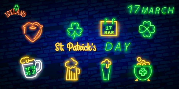 St. patrick's day icon set geïsoleerd.