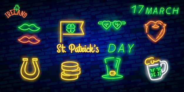 St. Patrick's Day icon set isolated.