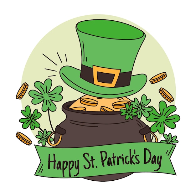 St. patrick's day illustration with hat and coins