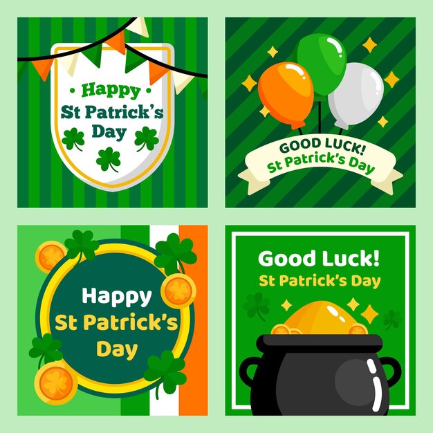 Vector st. patrick's day instagram posts collection