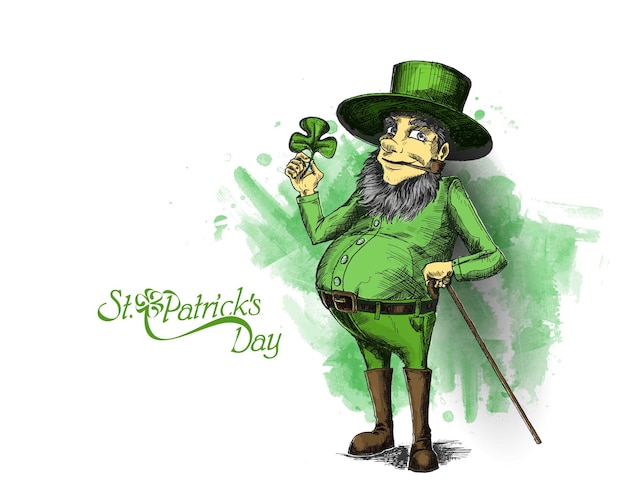 St patrick's day karakter kabouter met hoed vector illlustration