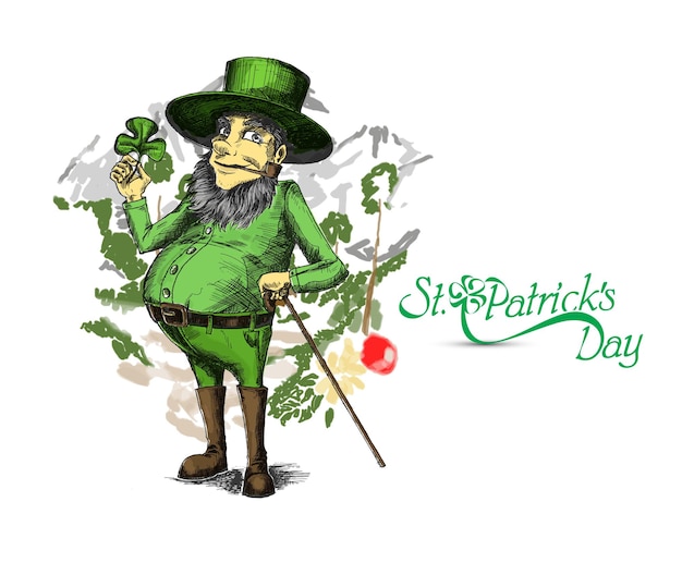 St Patrick's Day karakter kabouter met hoed, vectorillustratie.
