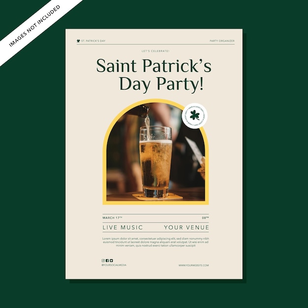 St Patrick's Day minimalistische flyer ontwerpsjabloon