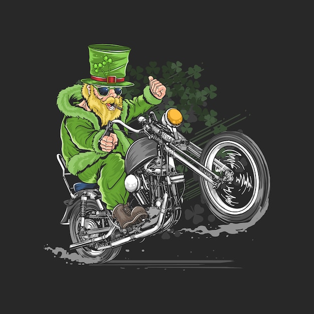 St. patrick's day motorcycle biker rider artwork