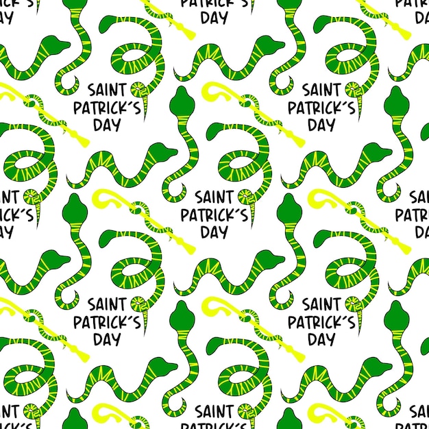 St patrick's day pattern Snakes are a symbol for Patrick's Day Staff with a snake Be happy