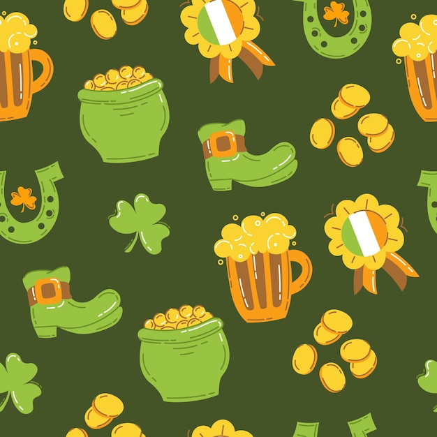 St Patrick's Day Pattern Vector Illustration flat