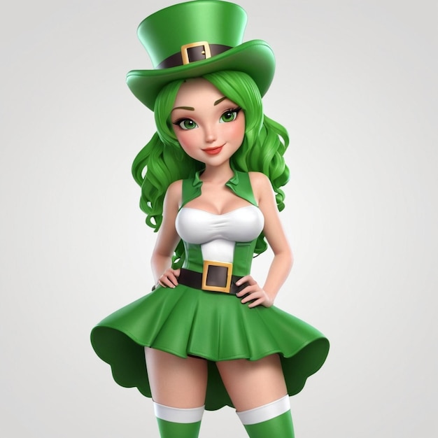 St. Patrick's Day personages meisje 3D Vector
