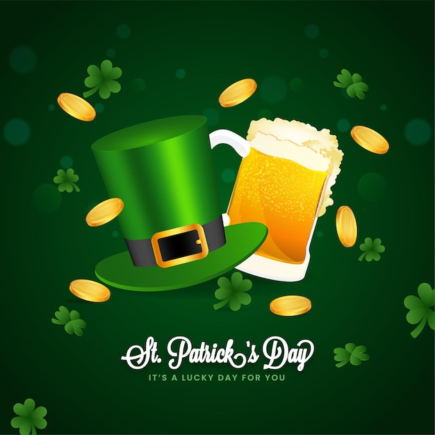 Vector st. patrick's day poster design with leprechaun hat