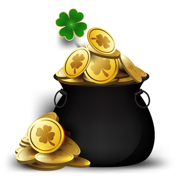 St. Patrick's Day pot with money illustration