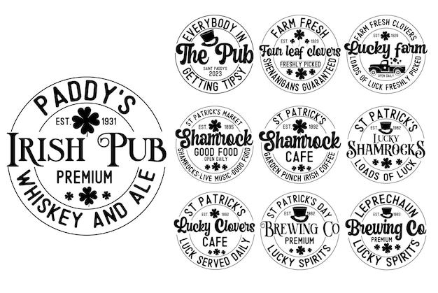 St patrick's day round signs svg バンドル、