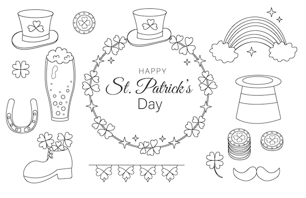 St Patrick's Day set of vector elements  Vector illustration flat style