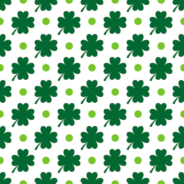 St patrick s day shamrock seamless pattern saint patricks backdrop green white clover leaves background vector template for fabric textile wallpaper wrapping paper etc