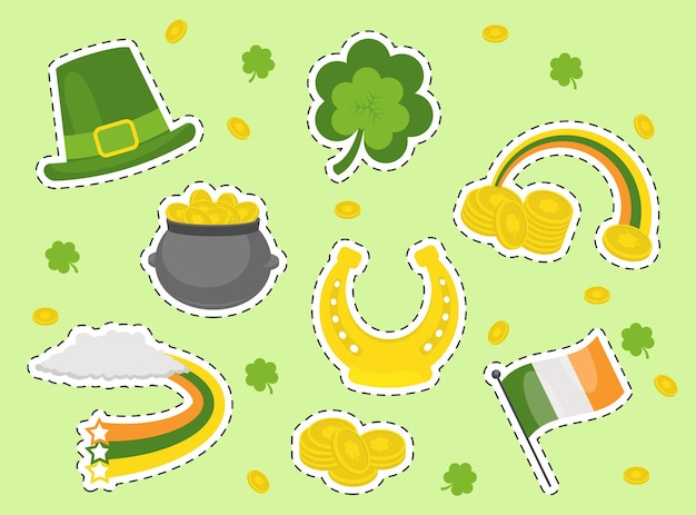 St. patrick's day stickers. lucky patrick day ierland vakantie