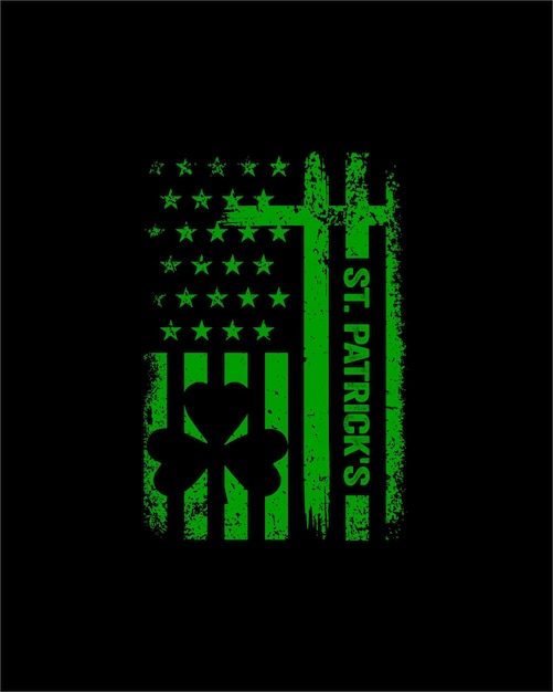 St Patrick's Day T-shirt Design Irish American Flag Style