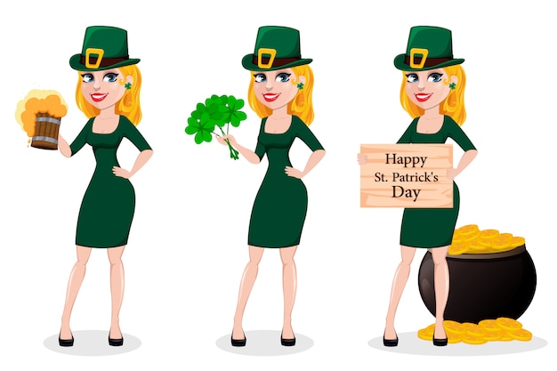 St. patrick's day. vrouw in kabouterkostuum