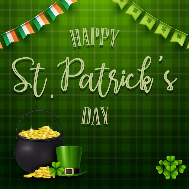 St. patrick's day with golden coins and hat