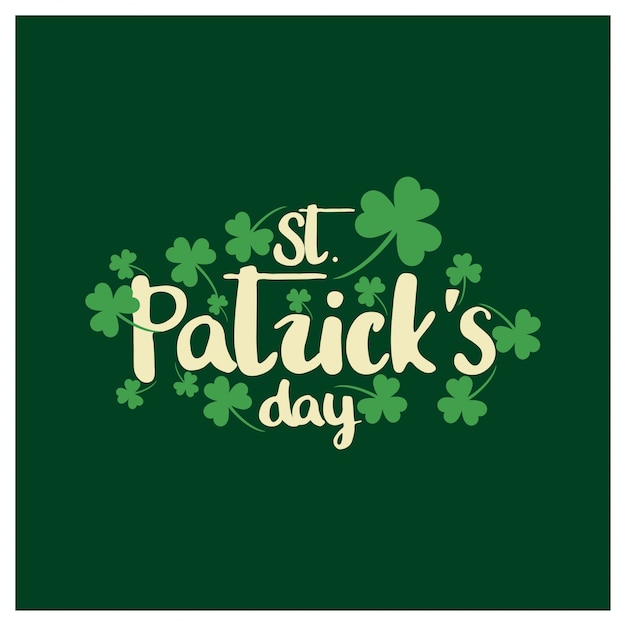 St Patrick's typogrpahic card with dark green background 