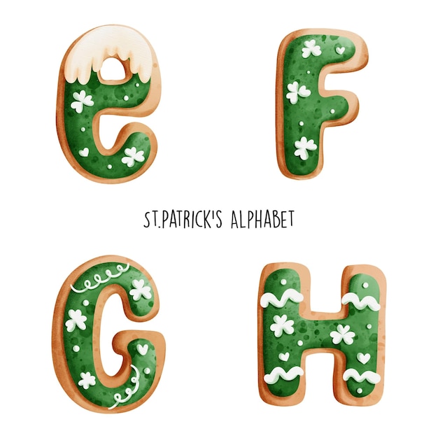 Vector st patrick's watercolor alphabet vector illustration