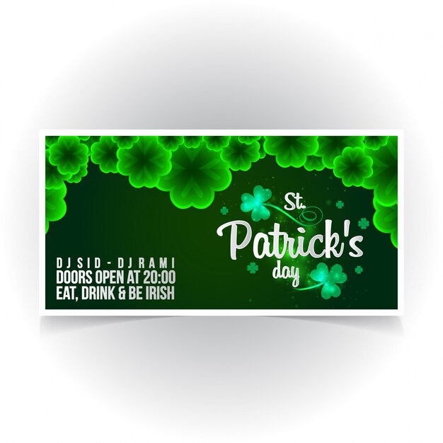 St Patrick typogrpahic card with dark green background 