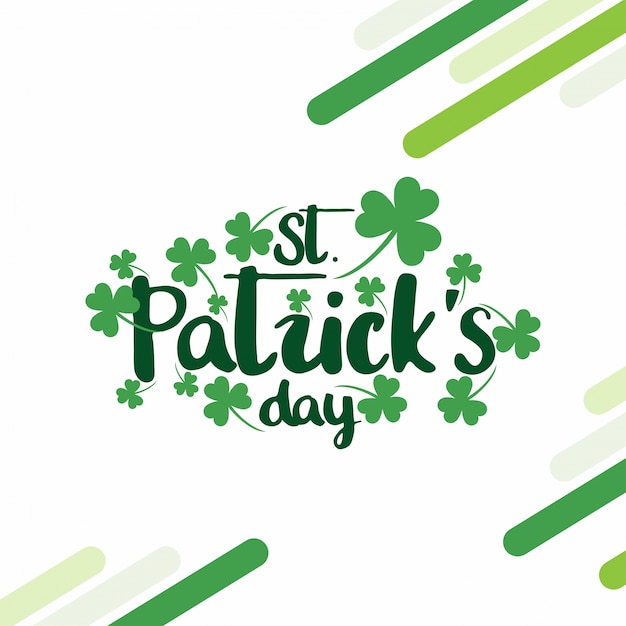 St Patrick typogrpahic card with white background