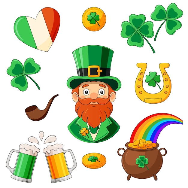 St Patrick39s day vector illustration set