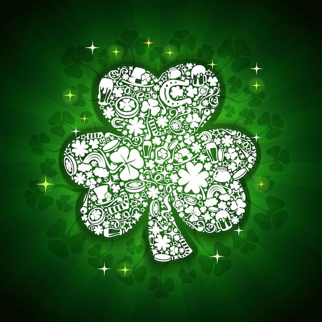 St Patrick39s Days card of white objects on shine background