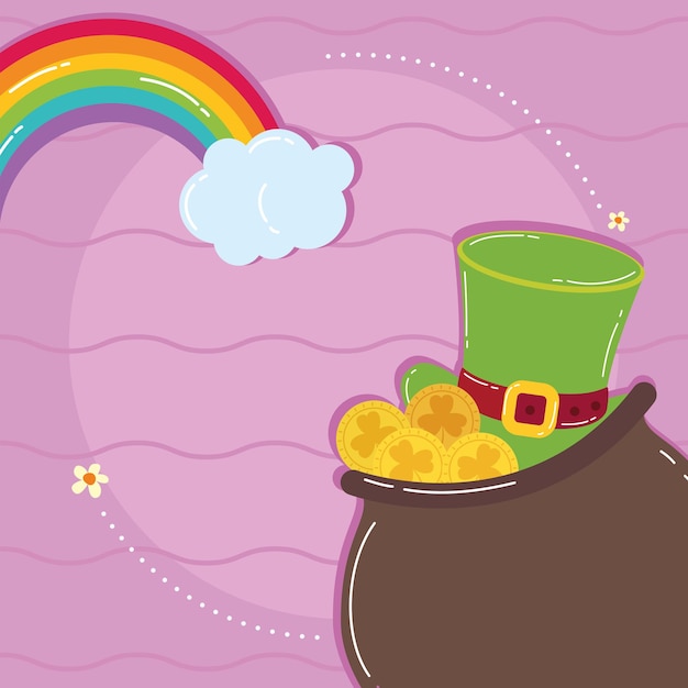 St patricks cauldron with rainbow card