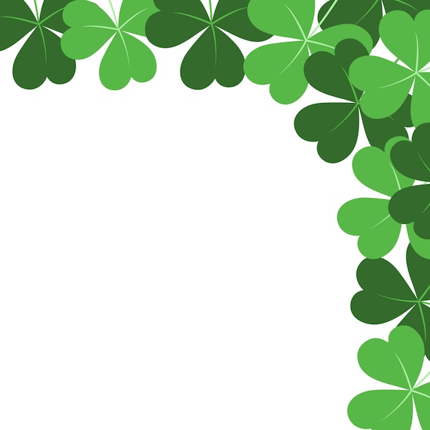 St patricks corner frame border of shamrocks in trendy green copy space greetings design concept