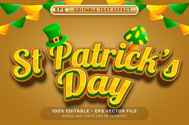 st patricks dag 3d-teksteffect en bewerkbaar teksteffect met st patricks dag-element