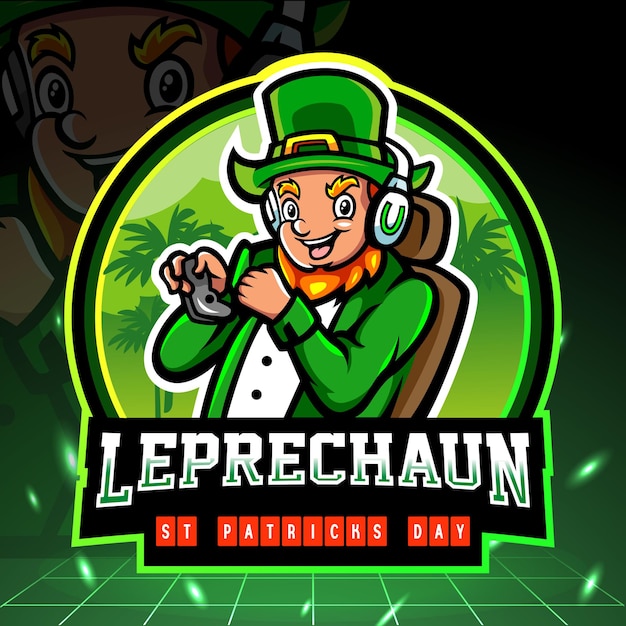 St. patricks dag kabouter mascotte esport logo ontwerp.