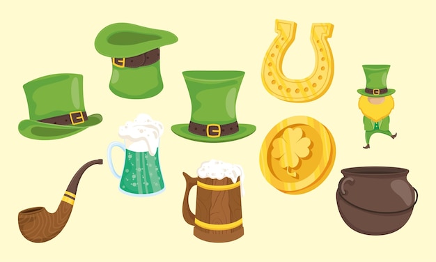St patricks dag plat pictogrammen