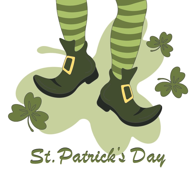 St patricks day banner happy st patrick's day leprechaun legs and clover