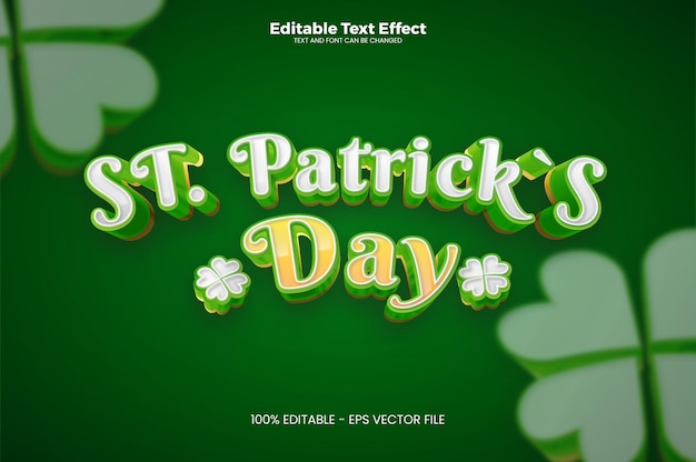 Vector st patricks day editable text effect in modern trend