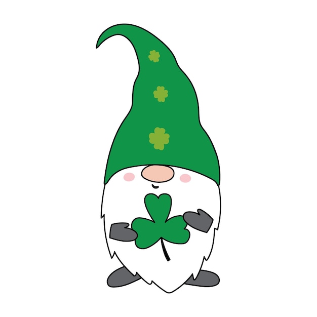 Vector st patricks day gnome patricks gnomes cartoon style handdrawn vector illustration