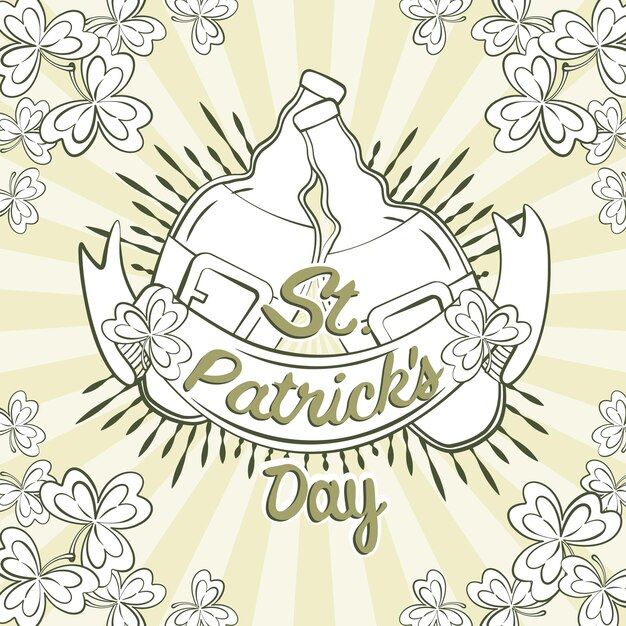 St patricks day greeting card beer bottles vector