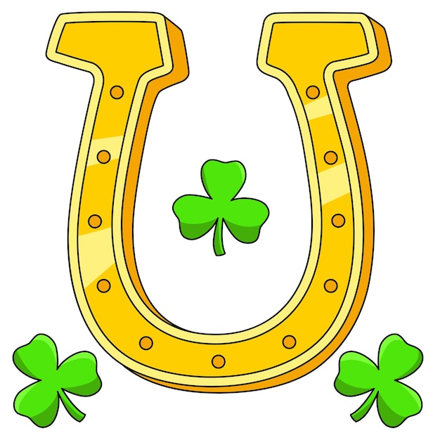 St Patricks Day Horseshoe Cartoon Vector Colored