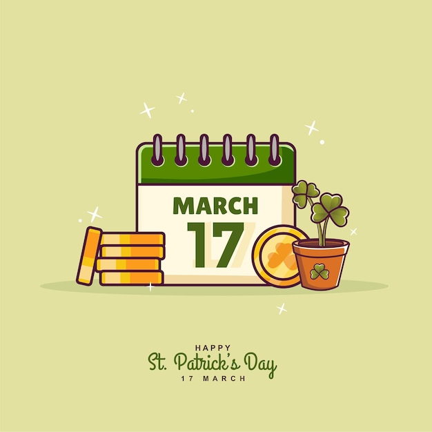 Fondo dell'illustrazione di giorno della st patricks con il calendario