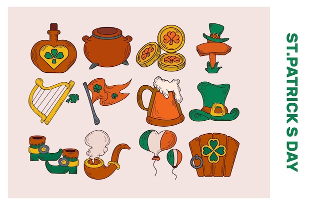 Vector st patricks day illustration set