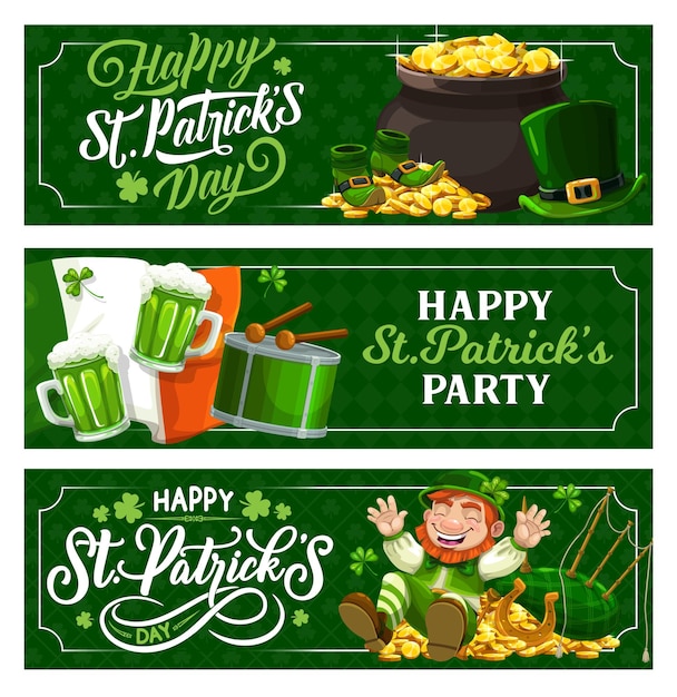 Vector st patricks day irish festival holiday banners